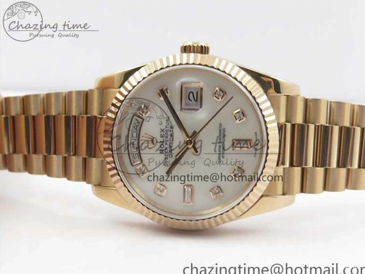 36 Day-Date Dial Edition Maker President RG 128239 Markers on Crystral RG Bp MOP Bracelet Best White 1220